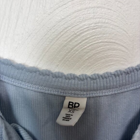 New Nordstrom BP Picot Trim Cotton Blend Rib Bodysuit Blue Cashmere Womens XS - Picture 4 of 6